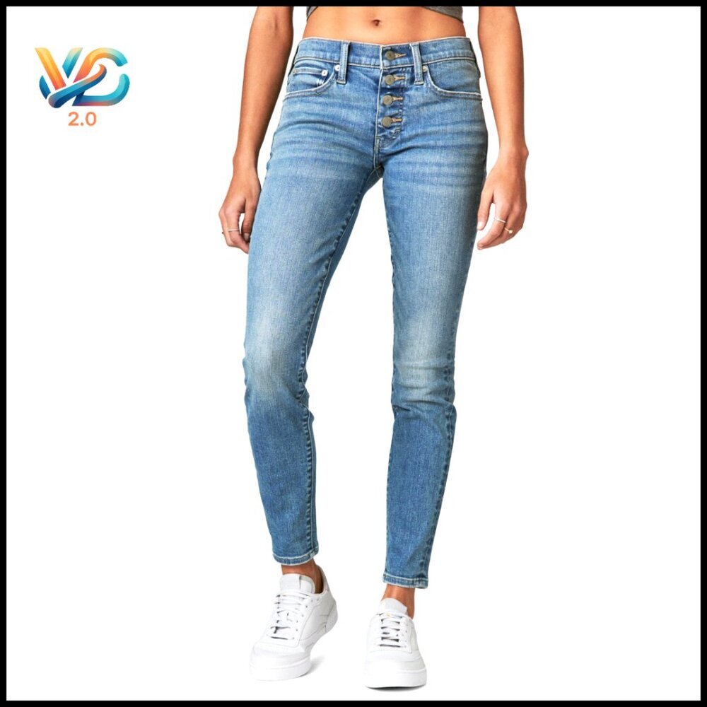 Mid Rise Skinny Jeans Classic Stretch Denim Sleek Slim Fit Chic